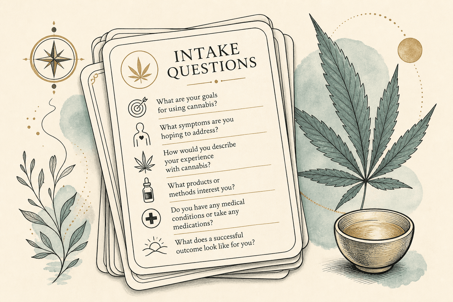 Minimal watercolor illustration with symbolic shapes, suggesting a cannabis addiction support resource.